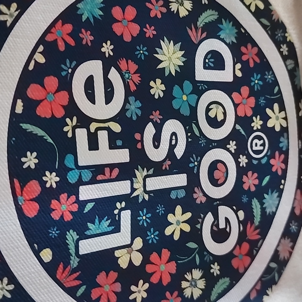 Life Is Good Cream and Navy Canvas Tote Bag - Picture 2 of 8